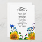 Invitation Plan de table de mariage. Fleurs rustiques (Devant / Derrière)