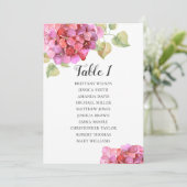 Invitation Plan de table de mariage floral rose. Plan de tabl (Debout devant)