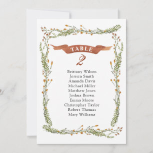 Invitation Plan de table de mariage floral rustique. Plan de