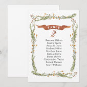 Invitation Plan de table de mariage floral rustique. Plan de  (Devant / Derrière)