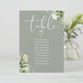 Invitation Plan de table de mariage floral verdoyant Sauge Nu (Debout devant)