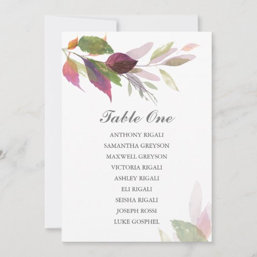 Invitation Plan de table de mariage GREENERY d'automne, dispo (Devant)