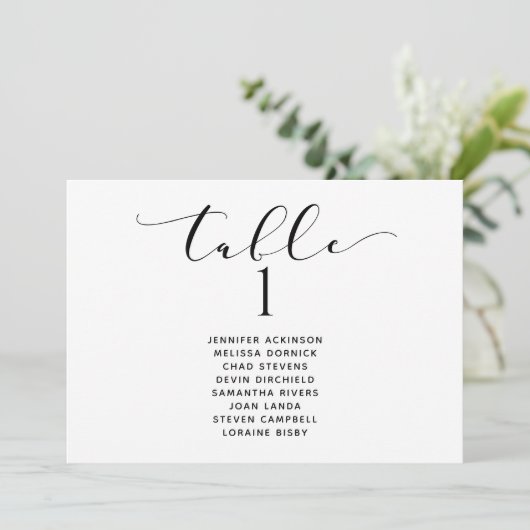 Invitation Plan de table de mariage horizontal élégant (Debout devant)