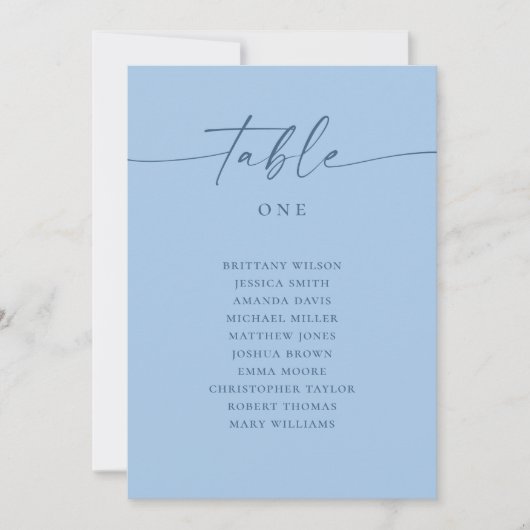 Invitation Plan de table de mariage moderne bleu pastel ciel (Devant)