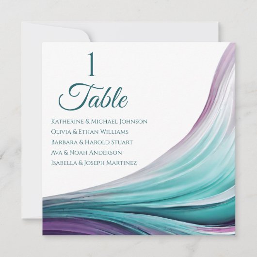 Invitation Plan de table de mariage - Moderne - Violet et Tur (Devant)