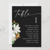 Invitation Plan de table de mariage noir | Fleurs botaniques (Devant)