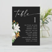 Invitation Plan de table de mariage noir | Fleurs botaniques (Debout devant)
