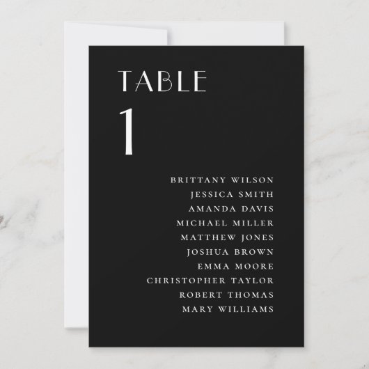 Invitation Plan de table de mariage noir | Moderne Minimalist (Devant)