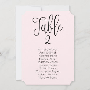Invitation Plan de table de mariage rose. Calligraphie modern