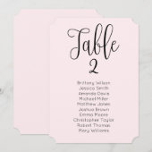 Invitation Plan de table de mariage rose. Calligraphie modern (Devant / Derrière)