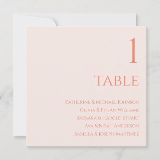 Invitation Plan de table de mariage - Rose poudré (Devant)