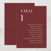 Invitation Plan de table de mariage Rouge vin profond | Autom (Devant / Derrière)