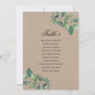 Invitation Plan de table de mariage rustique. Botanique aquar