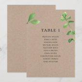 Invitation Plan de table de mariage rustique. Botanique de ca (Devant / Derrière)
