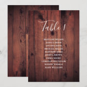 Invitation Plan de table de mariage rustique. Grange en bois (Devant / Derrière)