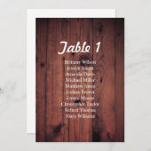 Invitation Plan de table de mariage rustique. Table en bois (Devant / Derrière)