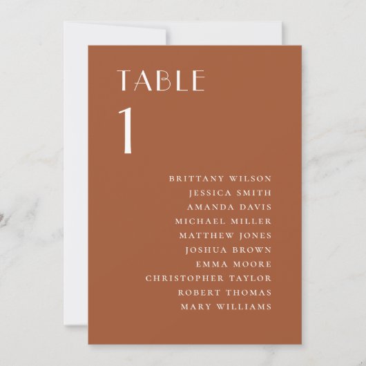 Invitation Plan de table de mariage Sienna | Terracotta d'aut (Devant)