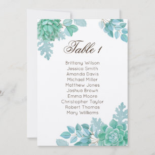 Invitation Plan de table de mariage succulent. Cactus rustiqu