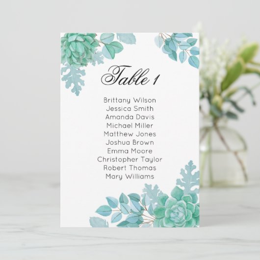 Invitation Plan de table de mariage succulent. Plan de table  (Debout devant)