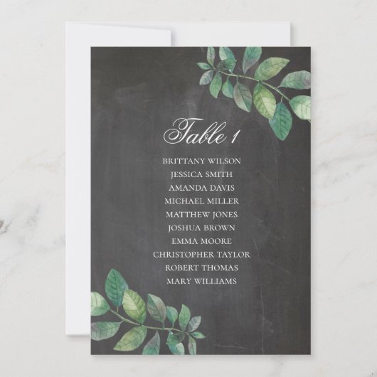 Invitation Plan de table de mariage sur tableau noir. Feuille (Devant)