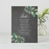Invitation Plan de table de mariage sur tableau noir. Feuille (Debout devant)