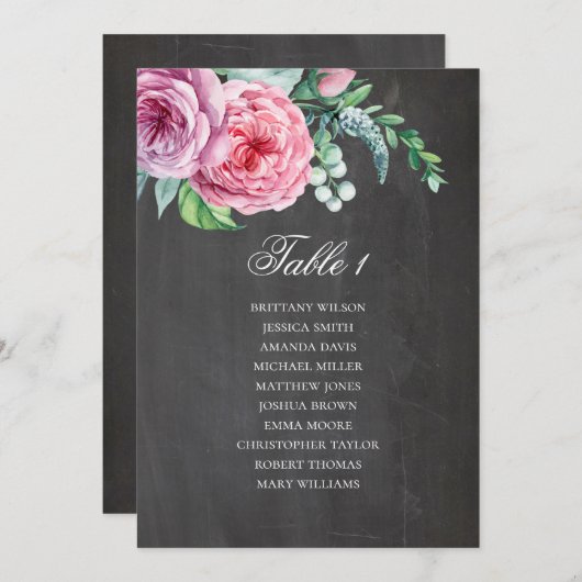 Invitation Plan de table de mariage sur tableau noir. Plan de (Devant / Derrière)