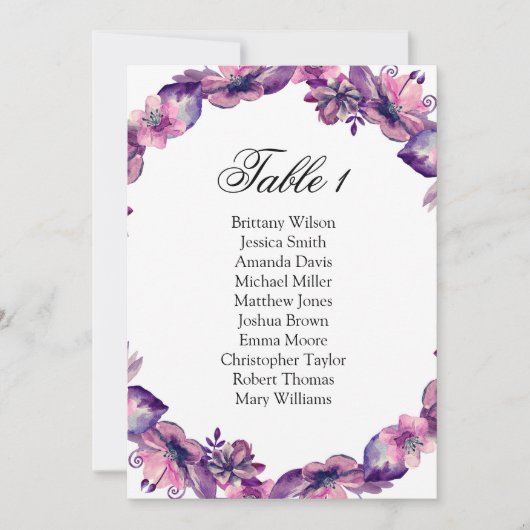 Invitation Plan de table de mariage. Tableau de mariage avec  (Devant)