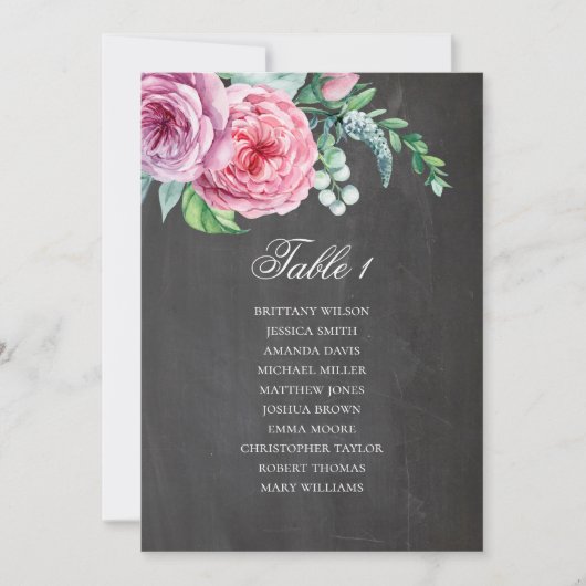 Invitation Plan de table de mariage tableau noir. Plan de tab (Devant)