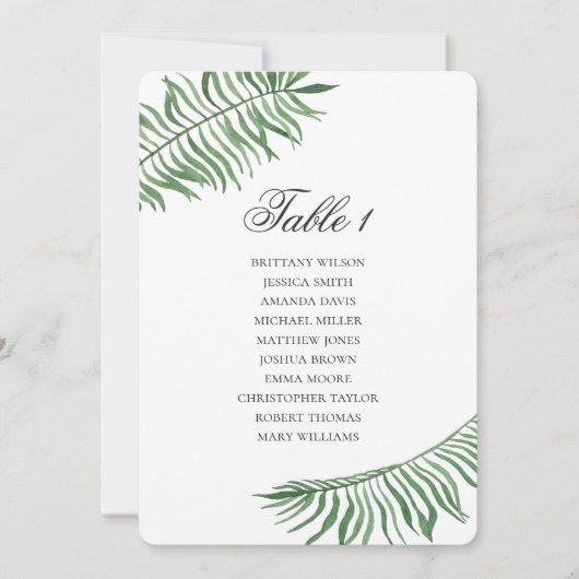 Invitation Plan de table de mariage tropical Feuilles vertes  (Devant)