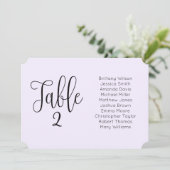 Invitation Plan de table de mariage violet. Moderne en paysag (Debout devant)