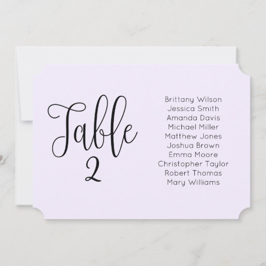 Invitation Plan de table de mariage violet. Moderne en paysag (Devant)