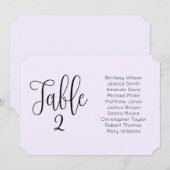 Invitation Plan de table de mariage violet. Moderne en paysag (Devant / Derrière)
