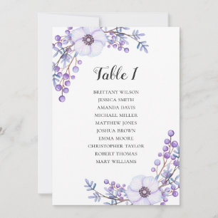 Invitation Plan de table de mariage violet. Plan de table ave