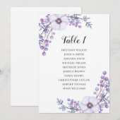 Invitation Plan de table de mariage violet. Plan de table fle (Devant / Derrière)