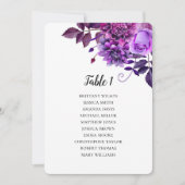 Invitation Plan de table de mariage violet. Plan de table flo (Devant)