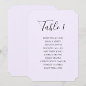Invitation Plan de table de mariage violet simple. Écriture m (Devant / Derrière)