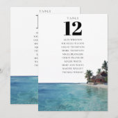 Invitation Plan de table de plage tropicale numéro (Devant / Derrière)