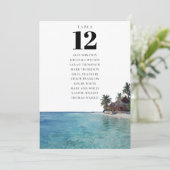 Invitation Plan de table de plage tropicale numéro (Debout devant)