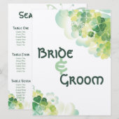 Invitation Plan de table des coins Trèfle Vert et Papillon (Devant / Derrière)