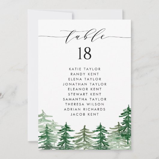 Invitation Plan de table des Mariages de la forêt de aquarell (Devant)