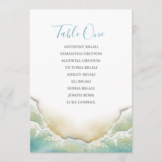 Invitation Plan de table du tableau des mariages de plage (Devant)