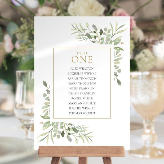 Invitation Plan de table élégant avec verdure Numéro 1