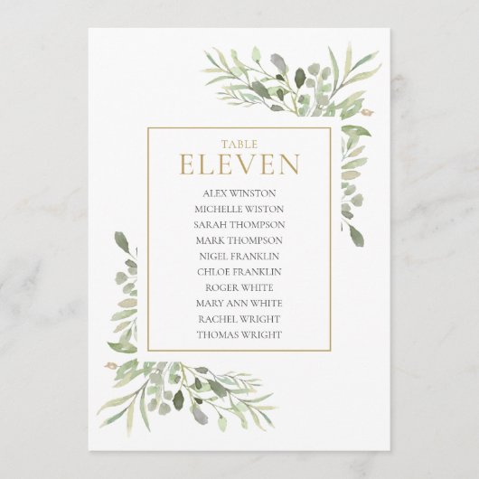 Invitation Plan de table élégant avec verdure Numéro 11 (Devant)