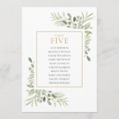 Invitation Plan de table élégant avec verdure Numéro 5 (Dos)