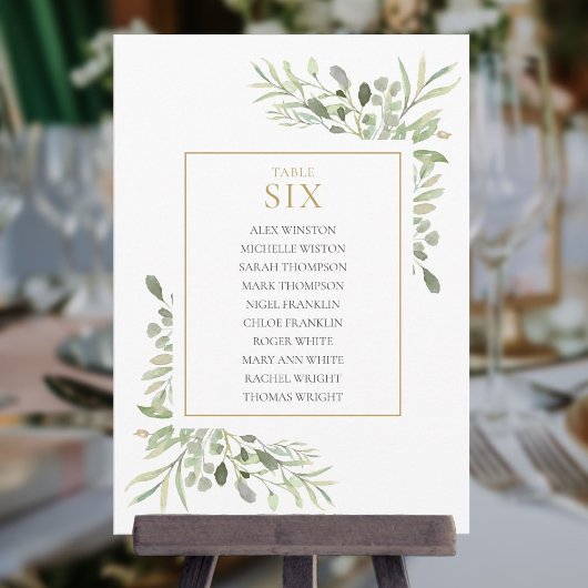 Invitation Plan de table élégant avec verdure numéro 6