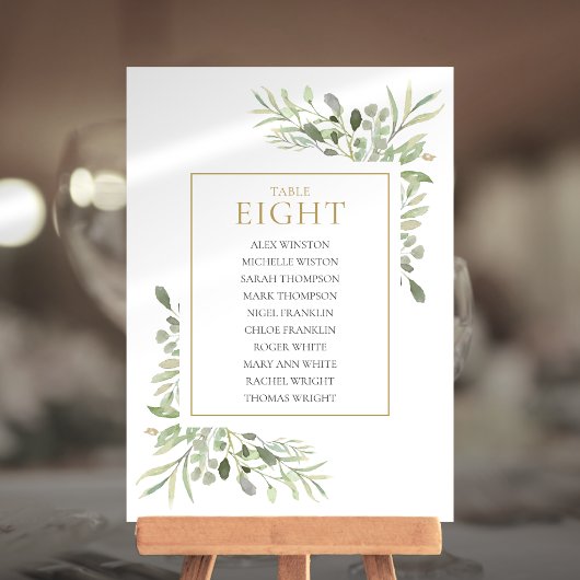 Invitation Plan de table élégant avec verdure Numéro 8