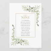 Invitation Plan de table élégant avec verdure numéro 9 (Dos)