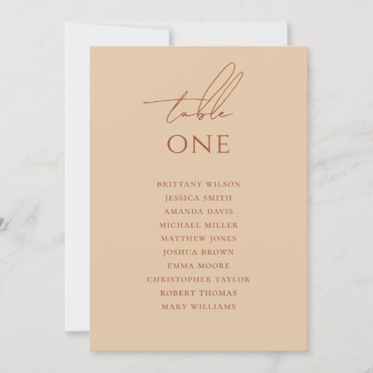 Invitation Plan de table élégant de mariage aux tons chauds d (Devant)