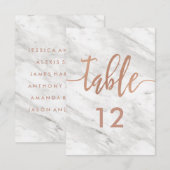 Invitation Plan de table en marbre blanc et or rose (Devant / Derrière)