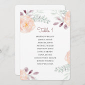 Invitation Plan de table fleurs de pêche. Plan de mariage flo (Devant / Derrière)